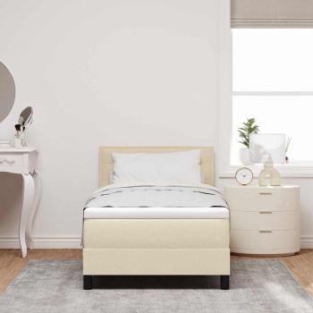 LED Boxspringbett mit Matratze Creme 100x200 cm Stoff