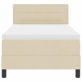 LED Boxspringbett mit Matratze Creme 100x200 cm Stoff