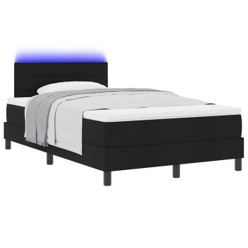 LED Boxspringbett mit Matratze Schwarz 120x200 cm Stoff