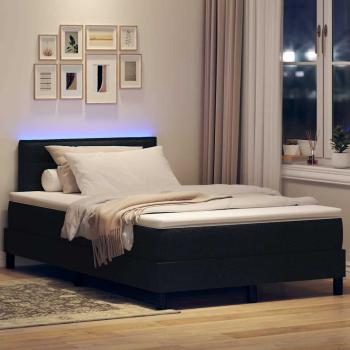 LED Boxspringbett mit Matratze Schwarz 120x200 cm Stoff