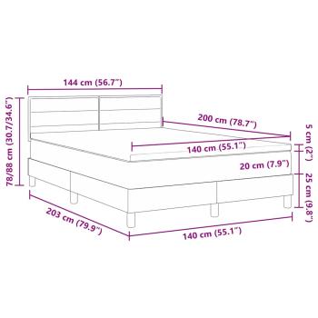 LED Boxspringbett mit Matratze Dunkelgrau 140x200 cm Stoff
