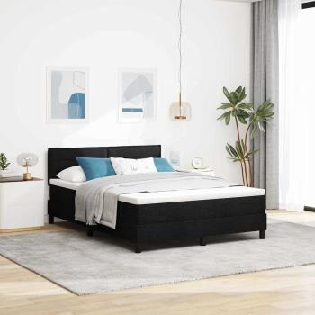 ARDEBO.de - LED Boxspringbett mit Matratze Schwarz 140x200 cm Stoff