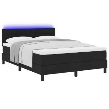 LED Boxspringbett mit Matratze Schwarz 140x200 cm Stoff