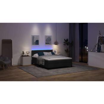 LED Boxspringbett mit Matratze Schwarz 140x200 cm Stoff