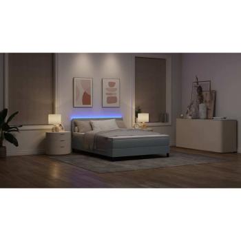 LED Boxspringbett mit Matratze Hellgrau 160x200 cm Stoff