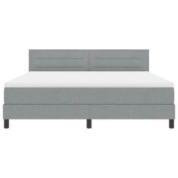 LED Boxspringbett mit Matratze Hellgrau 180x200 cm Stoff