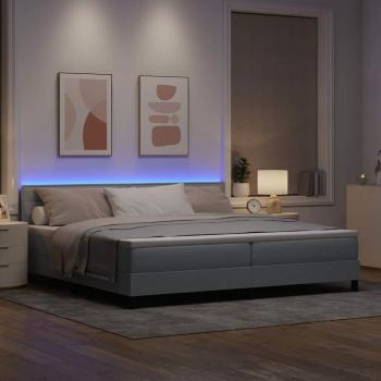 LED Boxspringbett mit Matratze Hellgrau 200x200 cm Stoff