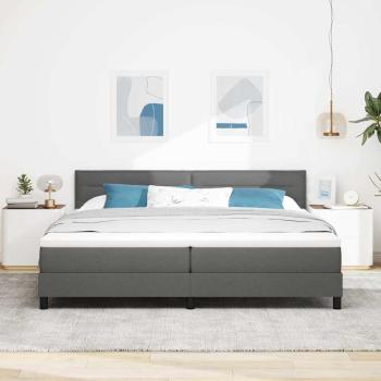 LED Boxspringbett mit Matratze Dunkelgrau 200x200 cm Stoff