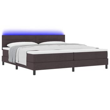 LED Boxspringbett mit Matratze Dunkelbraun 200x200 cm Stoff