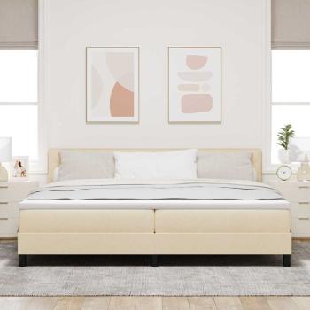 LED Boxspringbett mit Matratze Creme 200x200 cm Stoff