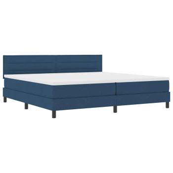 LED Boxspringbett mit Matratze Blau 200x200 cm Stoff