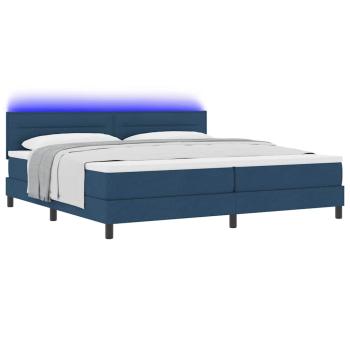 LED Boxspringbett mit Matratze Blau 200x200 cm Stoff