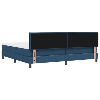 LED Boxspringbett mit Matratze Blau 200x200 cm Stoff