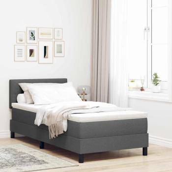 ARDEBO.de - LED Boxspringbett mit Matratze Dunkelgrau 80x200 cm Stoff