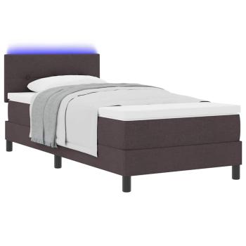 LED Boxspringbett mit Matratze Dunkelbraun 80x200 cm Stoff