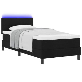 LED Boxspringbett mit Matratze Schwarz 90x190 cm Stoff