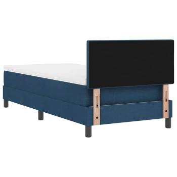 LED Boxspringbett mit Matratze Blau 90x200 cm Stoff