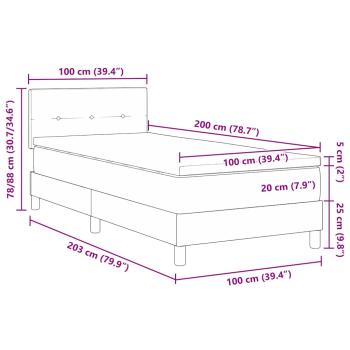 LED Boxspringbett mit Matratze Hellgrau 100x200 cm Stoff