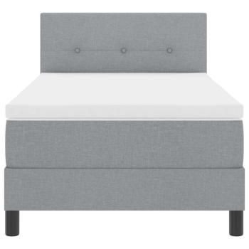 LED Boxspringbett mit Matratze Hellgrau 100x200 cm Stoff