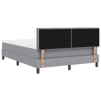 LED Boxspringbett mit Matratze Hellgrau 140x190 cm Stoff
