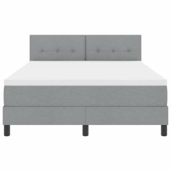 LED Boxspringbett mit Matratze Hellgrau 140x190 cm Stoff