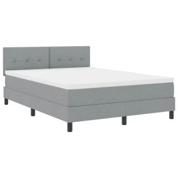 LED Boxspringbett mit Matratze Hellgrau 140x200 cm Stoff