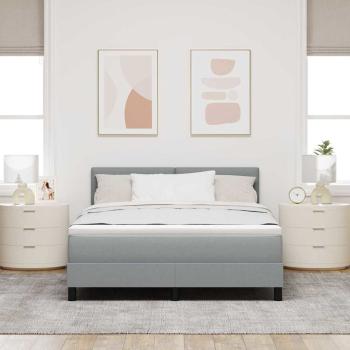 LED Boxspringbett mit Matratze Hellgrau 140x200 cm Stoff