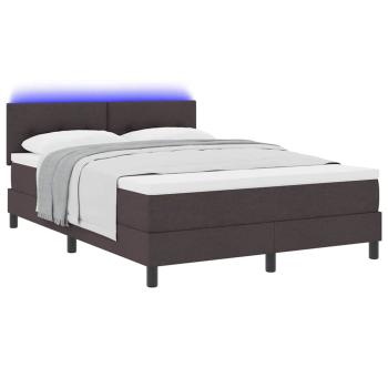 ARDEBO.de - LED Boxspringbett mit Matratze Dunkelbraun 140x200 cm Stoff