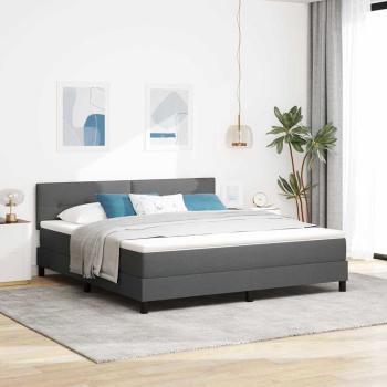 ARDEBO.de - LED Boxspringbett mit Matratze Dunkelgrau 180x200 cm Stoff