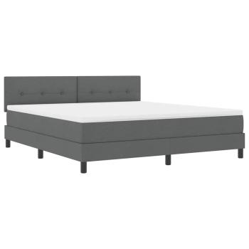 LED Boxspringbett mit Matratze Dunkelgrau 180x200 cm Stoff