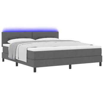 LED Boxspringbett mit Matratze Dunkelgrau 180x200 cm Stoff