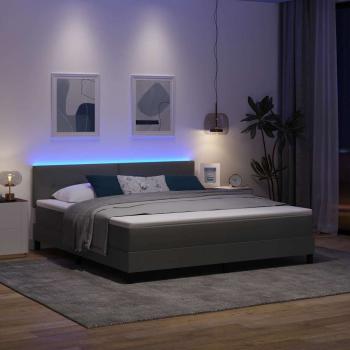 LED Boxspringbett mit Matratze Dunkelgrau 180x200 cm Stoff