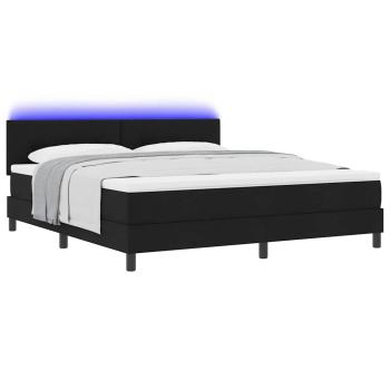 LED Boxspringbett mit Matratze Schwarz 180x200 cm Stoff
