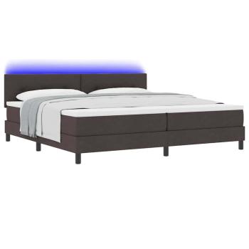 LED Boxspringbett mit Matratze Dunkelbraun 200x200 cm Stoff
