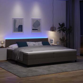 LED Boxspringbett mit Matratze Dunkelbraun 200x200 cm Stoff