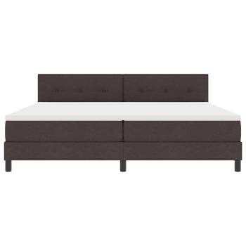 LED Boxspringbett mit Matratze Dunkelbraun 200x200 cm Stoff