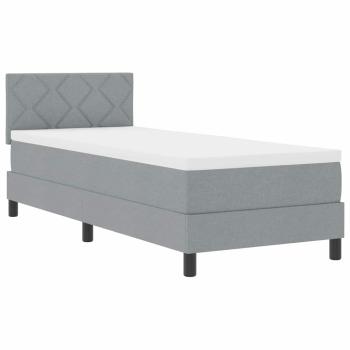 ARDEBO.de - LED Boxspringbett mit Matratze Hellgrau 80x200 cm Stoff
