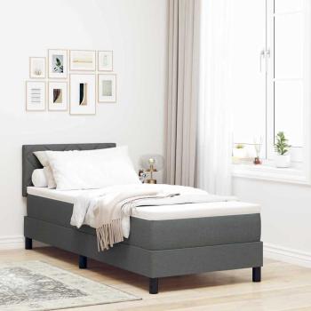ARDEBO.de - LED Boxspringbett mit Matratze Dunkelgrau 80x200 cm Stoff