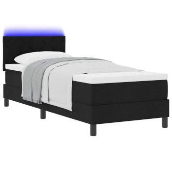 LED Boxspringbett mit Matratze Schwarz 80x200 cm Stoff