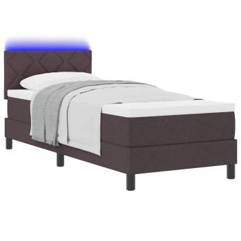 LED Boxspringbett mit Matratze Dunkelbraun 80x200 cm Stoff