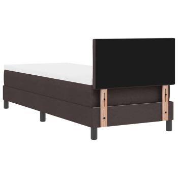 LED Boxspringbett mit Matratze Dunkelbraun 80x200 cm Stoff