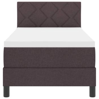 LED Boxspringbett mit Matratze Dunkelbraun 80x200 cm Stoff