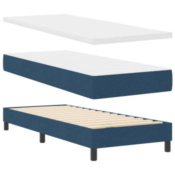 LED Boxspringbett mit Matratze Blau 80x200 cm Stoff