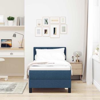 LED Boxspringbett mit Matratze Blau 80x200 cm Stoff