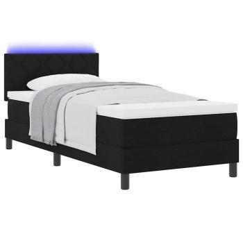 LED Boxspringbett mit Matratze Schwarz 100x200 cm Stoff