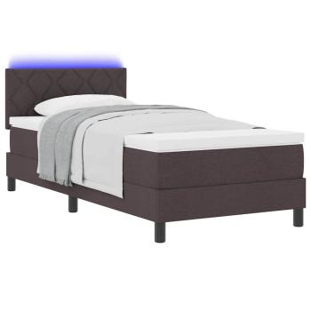 LED Boxspringbett mit Matratze Dunkelbraun 100x200 cm Stoff