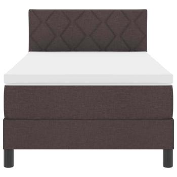 LED Boxspringbett mit Matratze Dunkelbraun 100x200 cm Stoff