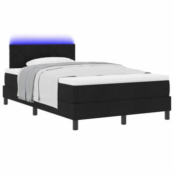 LED Boxspringbett mit Matratze Schwarz 120x190 cm Stoff