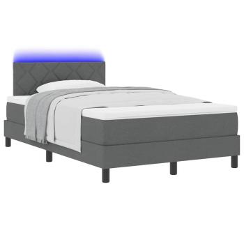 LED Boxspringbett mit Matratze Dunkelgrau 120x200 cm Stoff