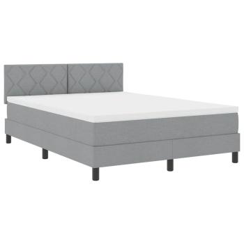 LED Boxspringbett mit Matratze Hellgrau 140x190 cm Stoff